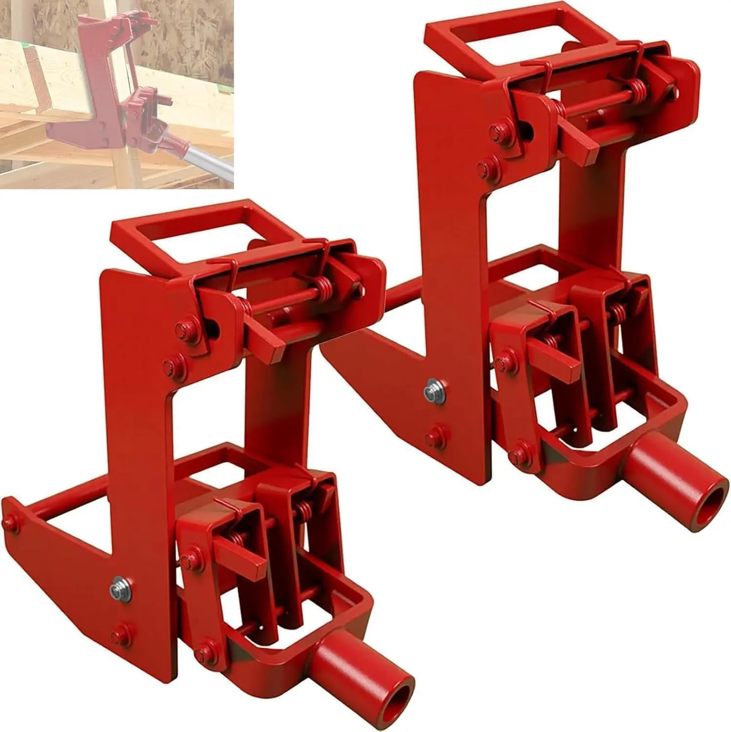 2 Pcs Wall Jack, Portable Lifting Tool Works with 1-1/2" x 3-1/2" Fir Poles or 1" OD Steel Pipes, Heavy-Duty Wall Jacks for Framing, Lifting Wall Beams, Red