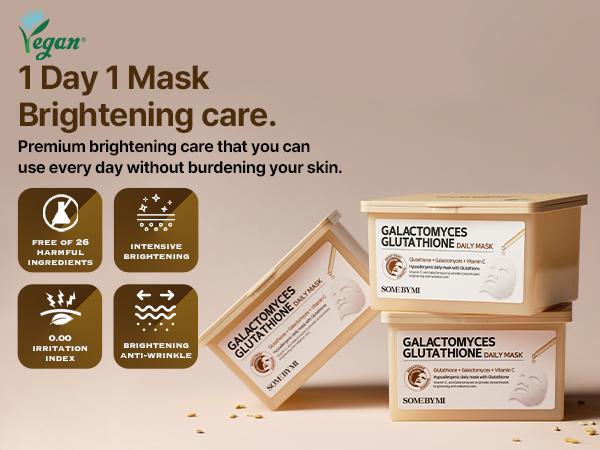 [SOME BY MI] Galactomyces Glutathione Daily Mask - 30 Sheets, 11.8Oz - Vitamin C Vegan Face Sheet Mask for Skin Brightening Routine - Korean Skin Care