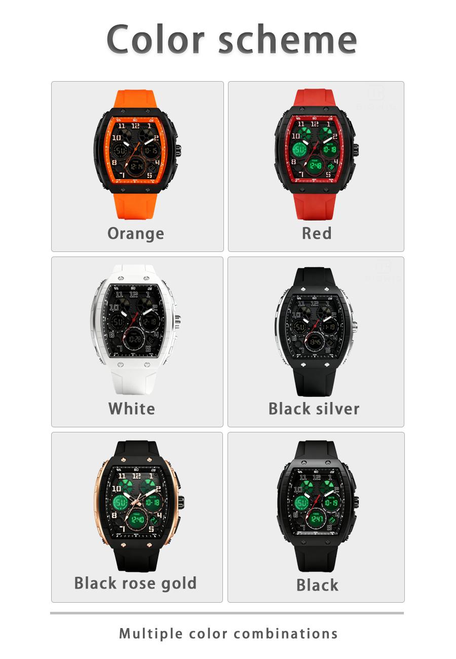 Men's Sporty Digital Analog Watch Water Resistant Dual Time Wristwatch With Luminous Display Alarm And Stopwatch