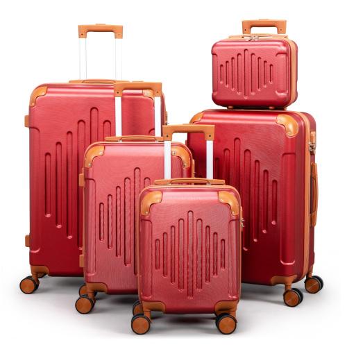 Ubesgoo Luggage Sets 5 Piece, ABS Hardside Suitcase Set with Double Spinner Wheels & TSA Lock for Travel Business, 5-Piece Set (12/16/20/24/28)