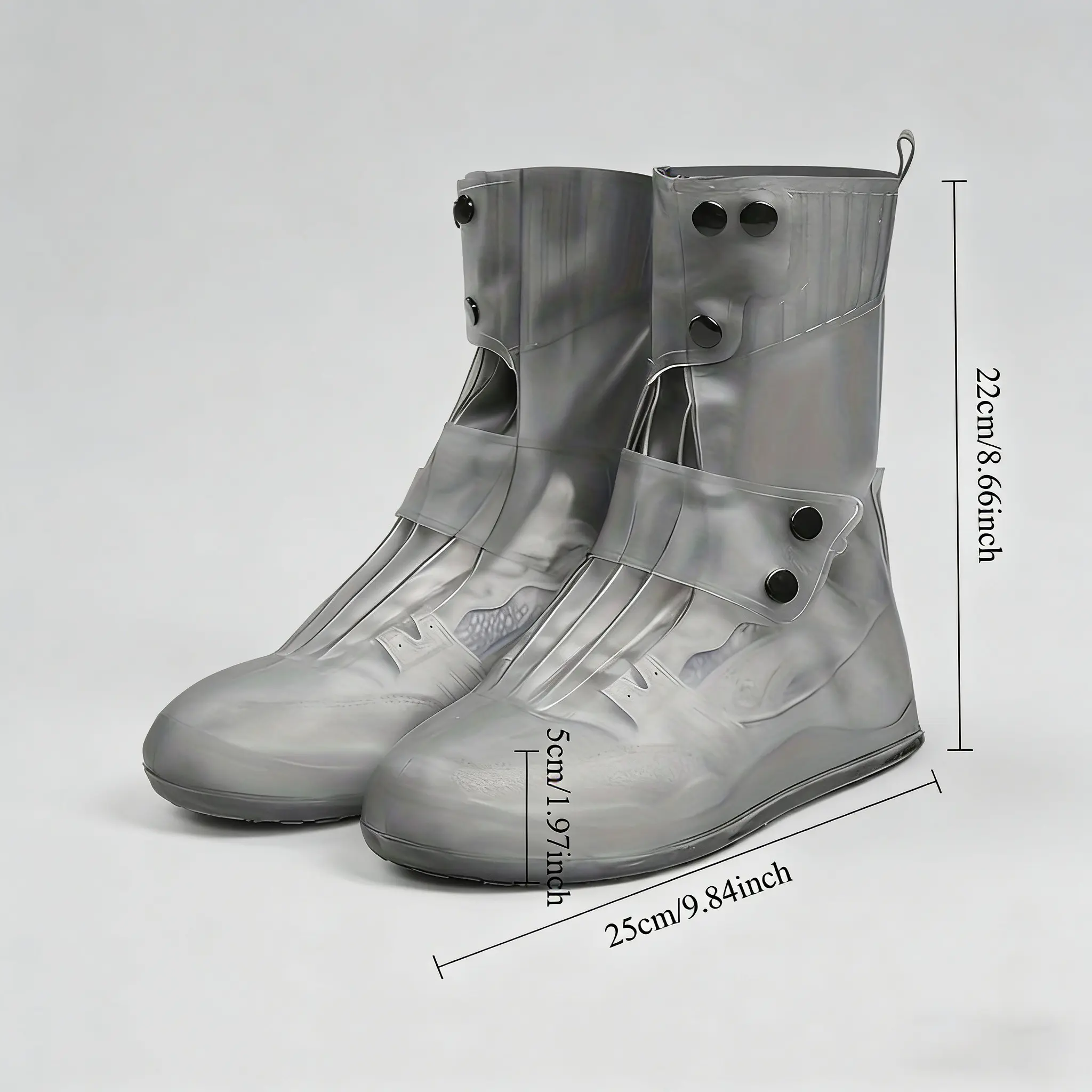 Unisex Waterproof Silicone Shoe Covers, Thickened Rainproof, Non-Slip Reusable Foldable, Double-Layer Thick Sole, Double Buckle, Wear-Resistant for Rainy & Snowy Weather (Sports & Outdoor Protective Gear)