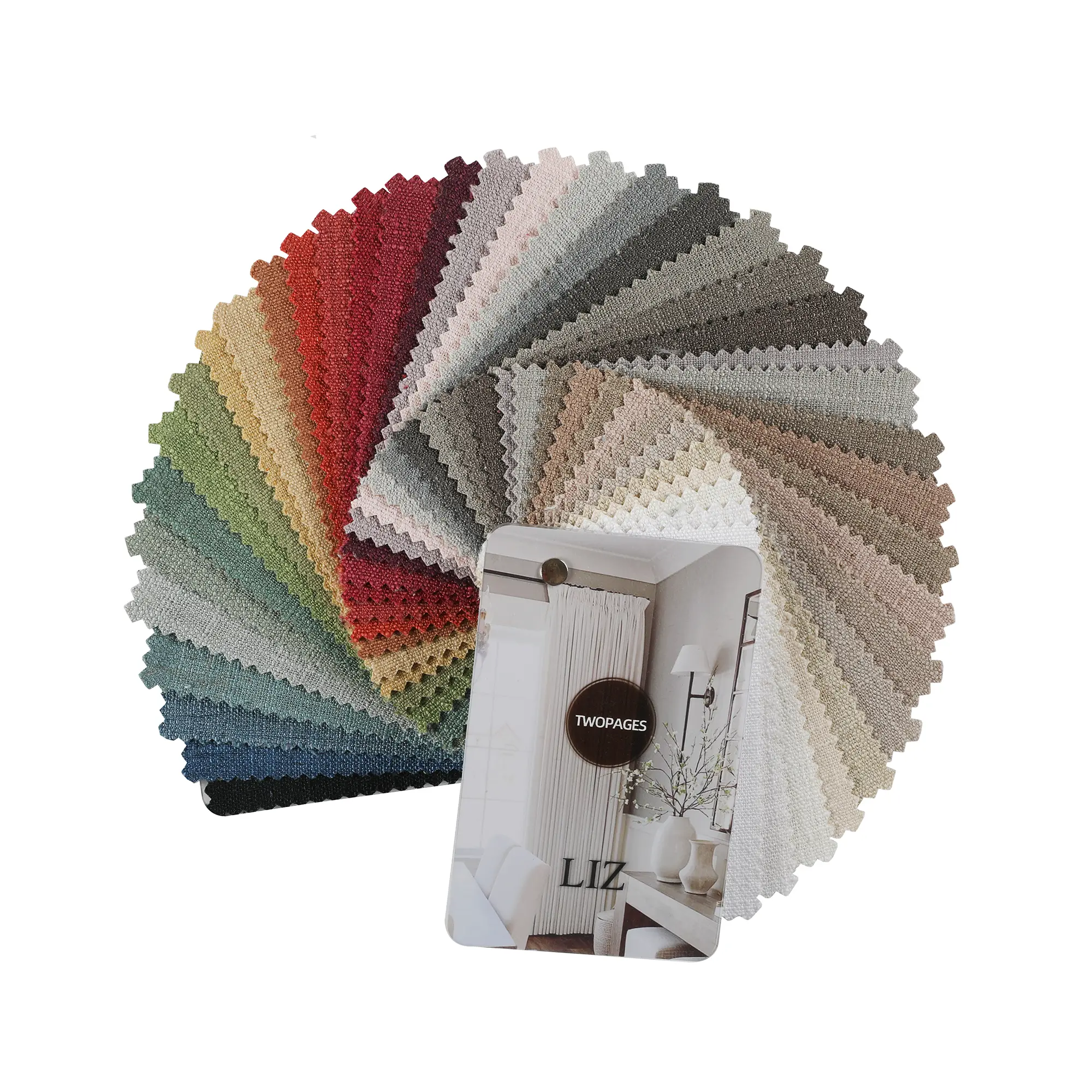 TWOPAGES Liz Faux Linen Curtains Fabric Swatch Booklet for Made-to-Order Curtains, Living Room Bedroom Curtains Sample Book, Luxury Curtains for Windows Apartment Interior Decoration