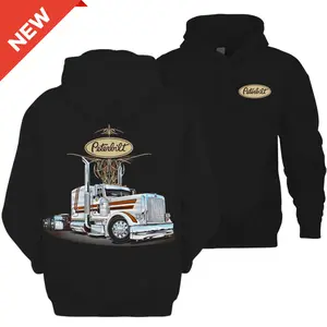 🥇   Peterbilt Semi Truck Graphic Hoodie Tshirt – Classic Peterbilt T-Shirt Style, Highway Hauler Unisex Hoodie, Retro Semi Truck Apparel, Trucker Gift Outfit