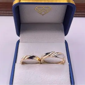 Oroconda Jewelry 14k Gold Duo Ring Set With Wave Design Size 9 & 10 Elegant Gift Box Included