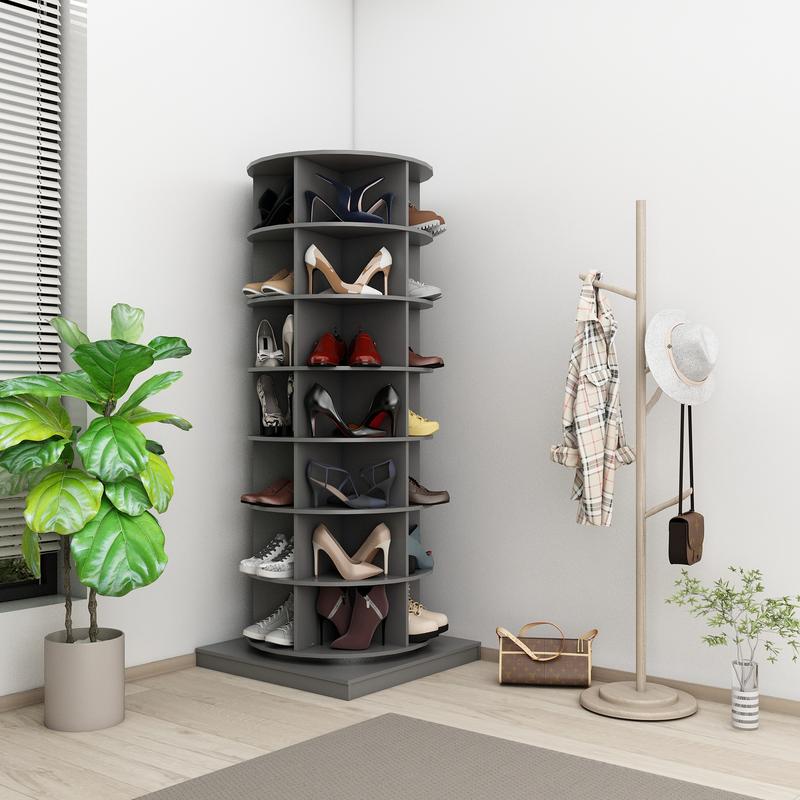 7 Tier Rotating Shoe Rack Tower Organiser, Spinning Shoe Display Lazy Susan, Revolving 360 Shoe Rack Storage Round Carousel, Vertical Handbag Rotate Shoes Closet Organization