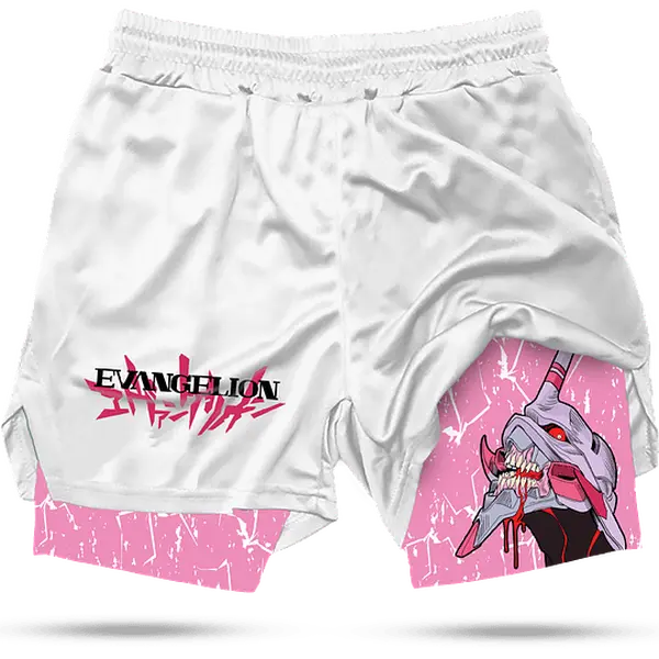 Evangelion EVA Performance Shorts for Men Above the Knee Summer Y2K Style Cotton Polyester Spandex Layer with Pockets