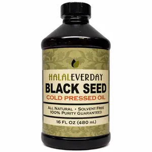 HALALEVERYDAY Black Seed Oil 16oz Cold Pressed Nigella Sativa Edible Oil Non GMO Vegan Culinary Oil Food Grade