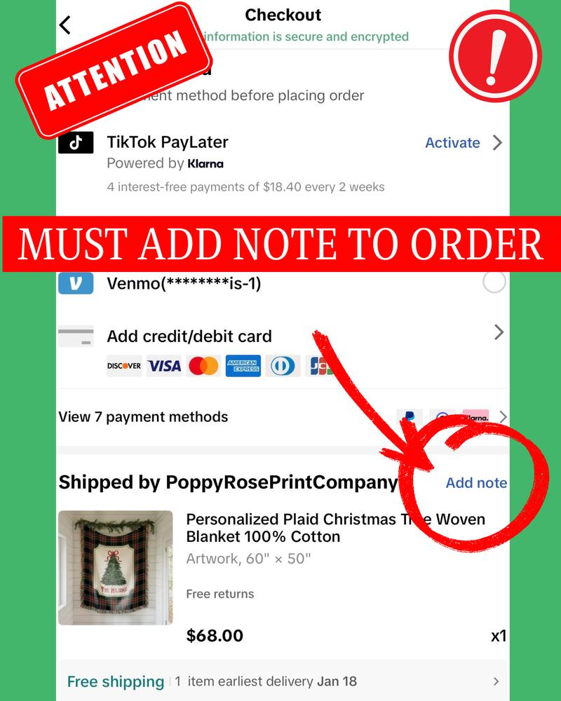 Personalized Plaid Christmas Tree Woven Blanket 100% Cotton