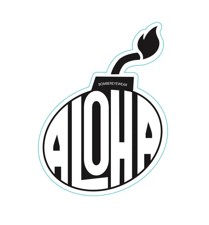 Aloha Bomb Black and White Self-Adhesive Vinyl Decals - 6 in Slap On Fast Crafts Stickers, 2 Sizes, Compatible with Any Surface, Self-Adhesive, Slap On Fast