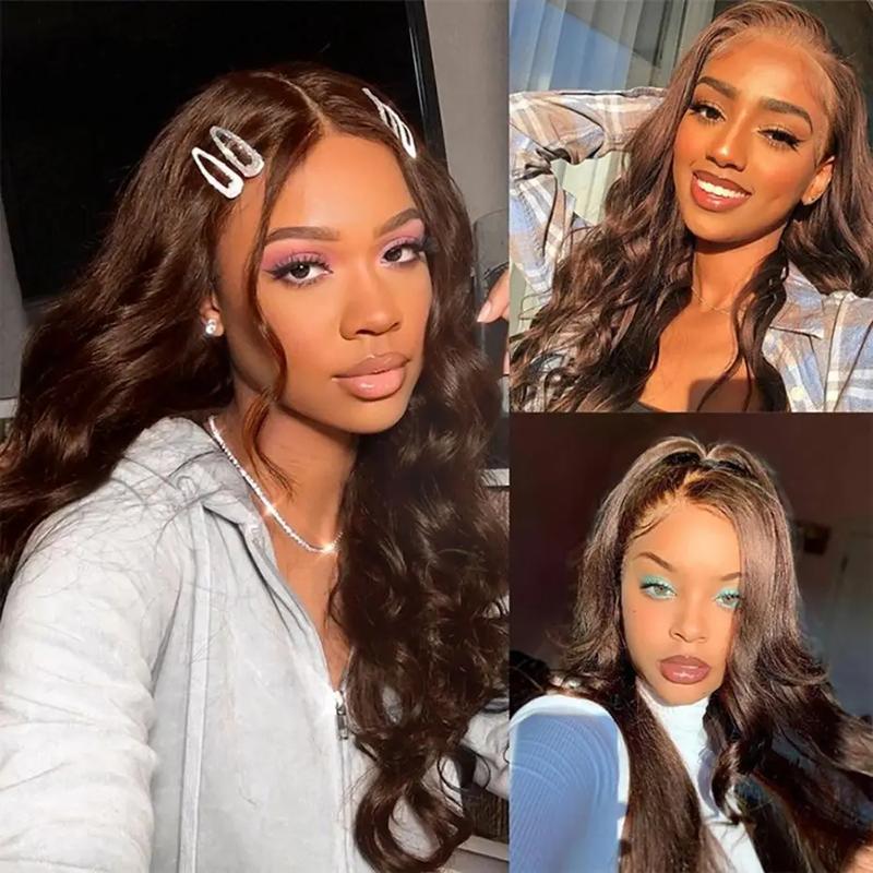 Bling Hair 30 32inch Chocolate Brown Body Wavy 13x4 Transparent Lace Front Human Hair Wigs Pre-plucked 180Density 13x6 Frontal Transparent Lace Wig For Women TikTokShopBlackFriday