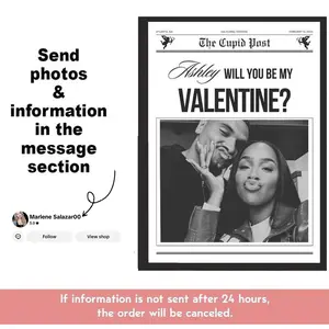 Will You Be My Valentine Newspaper Personalized Valentine Poster Gift, Uno Reserve Love You More Poster , Custom Cupid Newspaper Valentines Day Gift Idea, Personalized Romantic Wall Print Gift for Him or Her