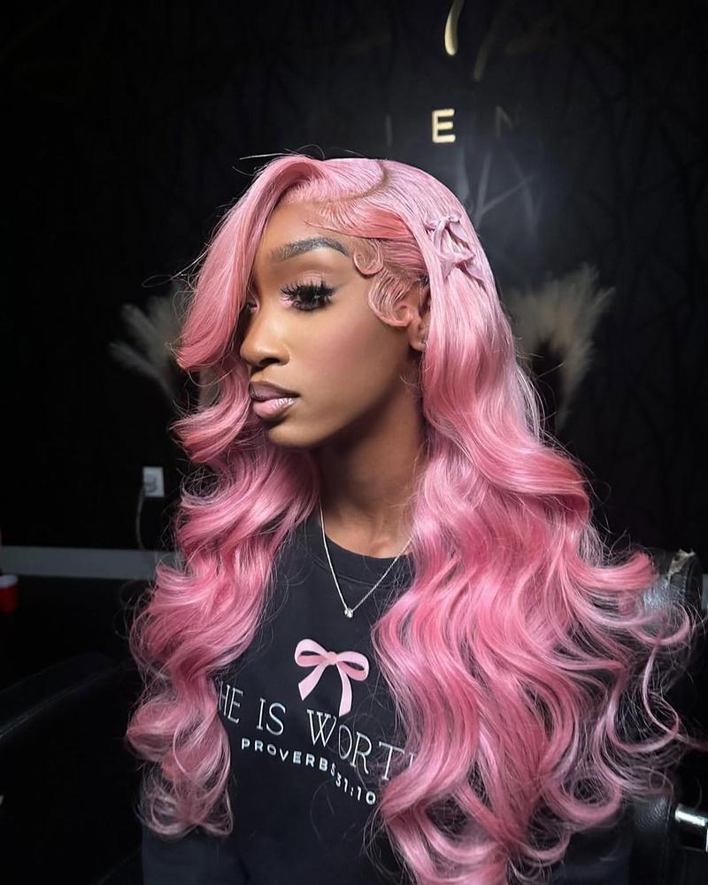 Anyweek 613 Lace Front Wig Human Hair Body Wave Blonde Wig 13x4 HD Transparent Lace Frontal Wigs Pre Plucked Glueless Wigs for Women