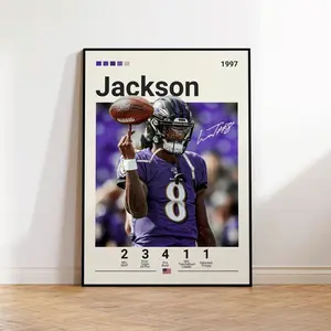 Lamar Jackson Poster, Baltimore Ravens Poster, NFL Poster, Sports Poster, NFL Fans, Football Poster, NFL Wall Art, Sports Bedroom Posters