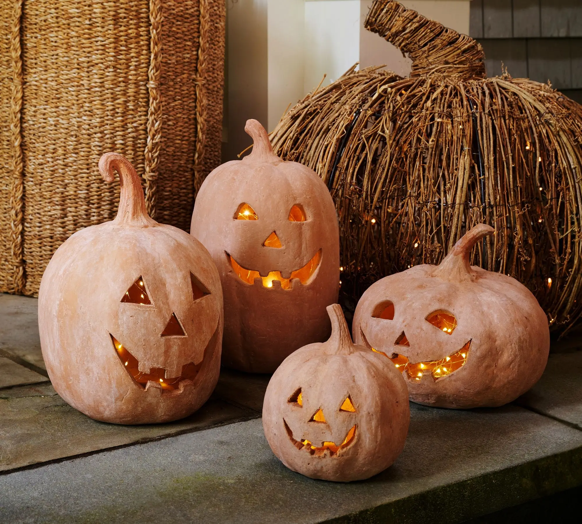 Handmade Terracotta Jack O'Lantern Pumpkin Decor - 7.75 in H, Multicolor Halloween Tabletop Decor, Porch Ornament, Home Supplies, Fengshui Gift, Gifts