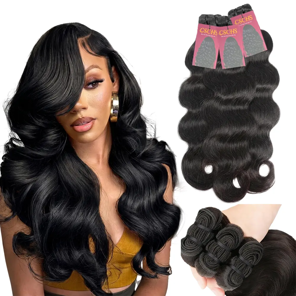 [202224 only 99] Body Wave 100% Human Hair Bundles, 15A Unprocessed Brazilian Virgin Hair,for Black Women Body Wave Hairstyle, Thick Quick Weave Extensions, 1-3 Bundles, 14-30 In, Natural Color, Soft Shed-Free Pieces Realistic Hairpieces