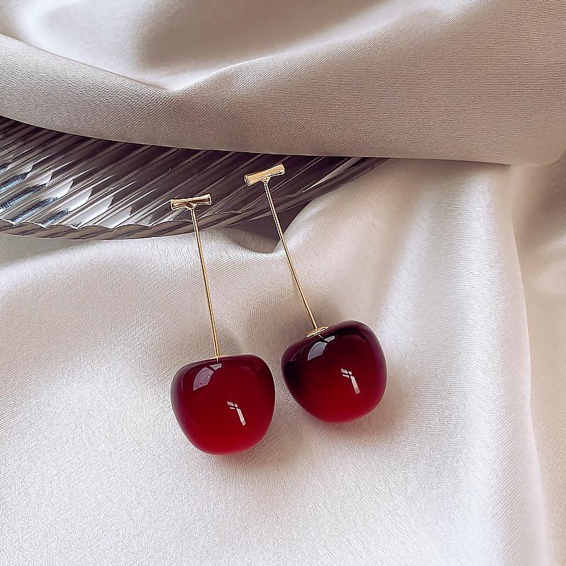 Delzzad Adorable Cherry Earrings Fruit Drop Dangle Earrings Costume Jewelry Accessories Birthday Anniversary Gifts for Girls Women