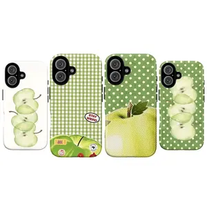 Green Apple Phone Case – Cute Fruit Aesthetic Apple Pattern Art Cover for iPhone 17 16 15 14 13 12 11 Pro Max X XS XR & Samsung Galaxy S21 S22 S23 S24 S25 Plus Ultra | Fresh Summer Fruit Lover Gift
