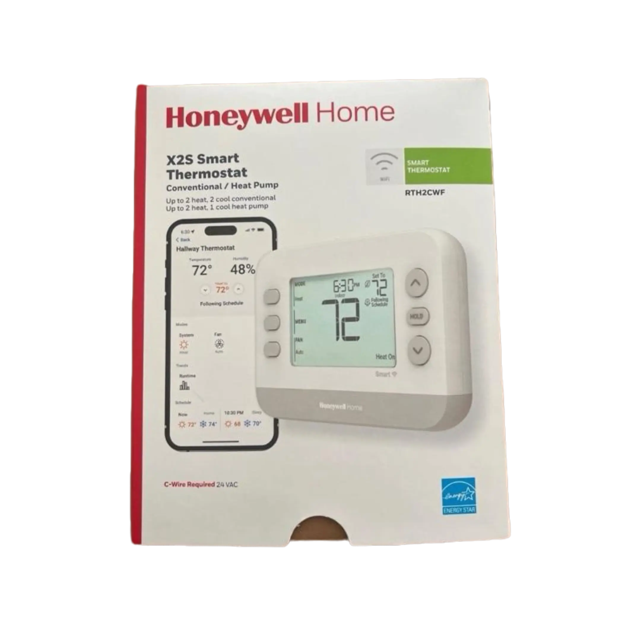 Honeywell Home X2S Programmable Smart WiFi HVAC Thermostat RTH2CWF - New, Sealed, 24V AC (C-Wire Required) Digital Wireless Smart Indoor Temperature Control Device with WiFi Integration, App Temperature Control Systems for Cooling, Smart Indoor Temperatur