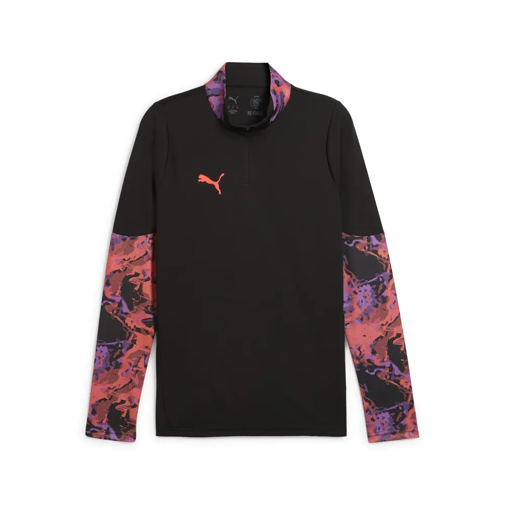 PUMA Mens Individualcup Mock Neck Long Sleeve Quarter Zip Athletic Outerwear Casual - Black