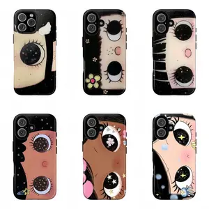 Dreamy Glitter Big Eyes Comic Girl Shockproof Tough Phone Case for iPhone 11 12 13 14 15 16 17 Pro Max Plus