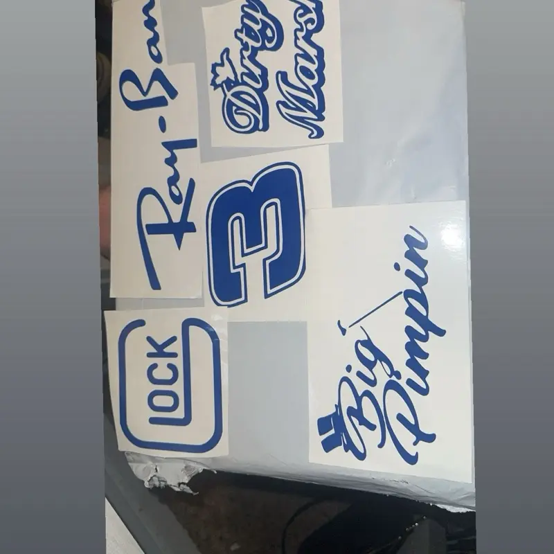 5 pack of stickers in blue