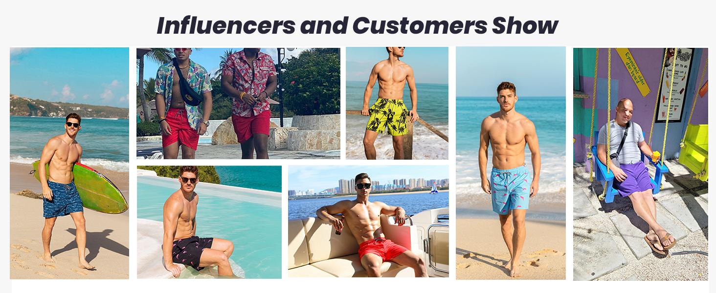 Mens Swim Trunks with Compression Liner 7" Stretch Beach Shorts Quick Dry with Pockets No-Chafing Board Shorts Swimming Activewear