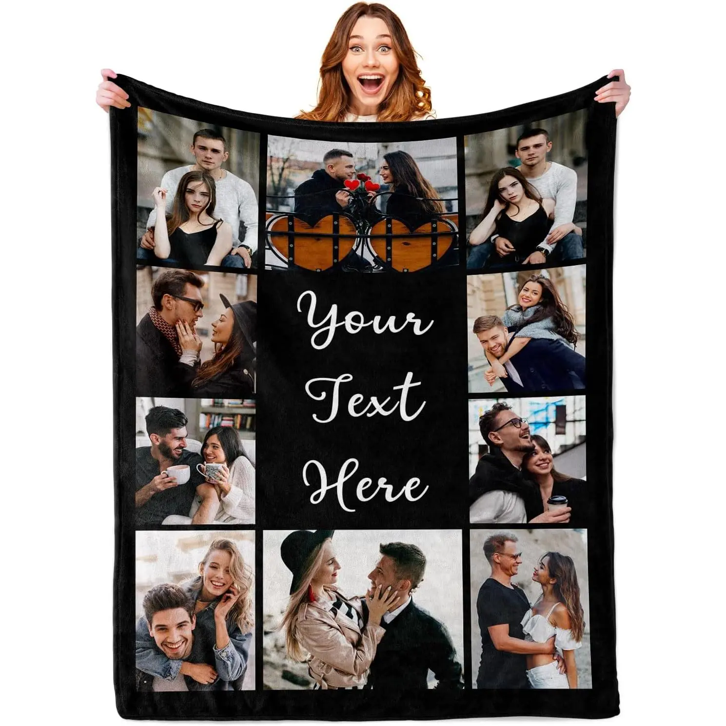 Custom Blanket with Photo Personalized Blankets and Throws Picture Blanket for Christmas Valentine's Day Birthday Gifts Customized Gifts for Mom Dad