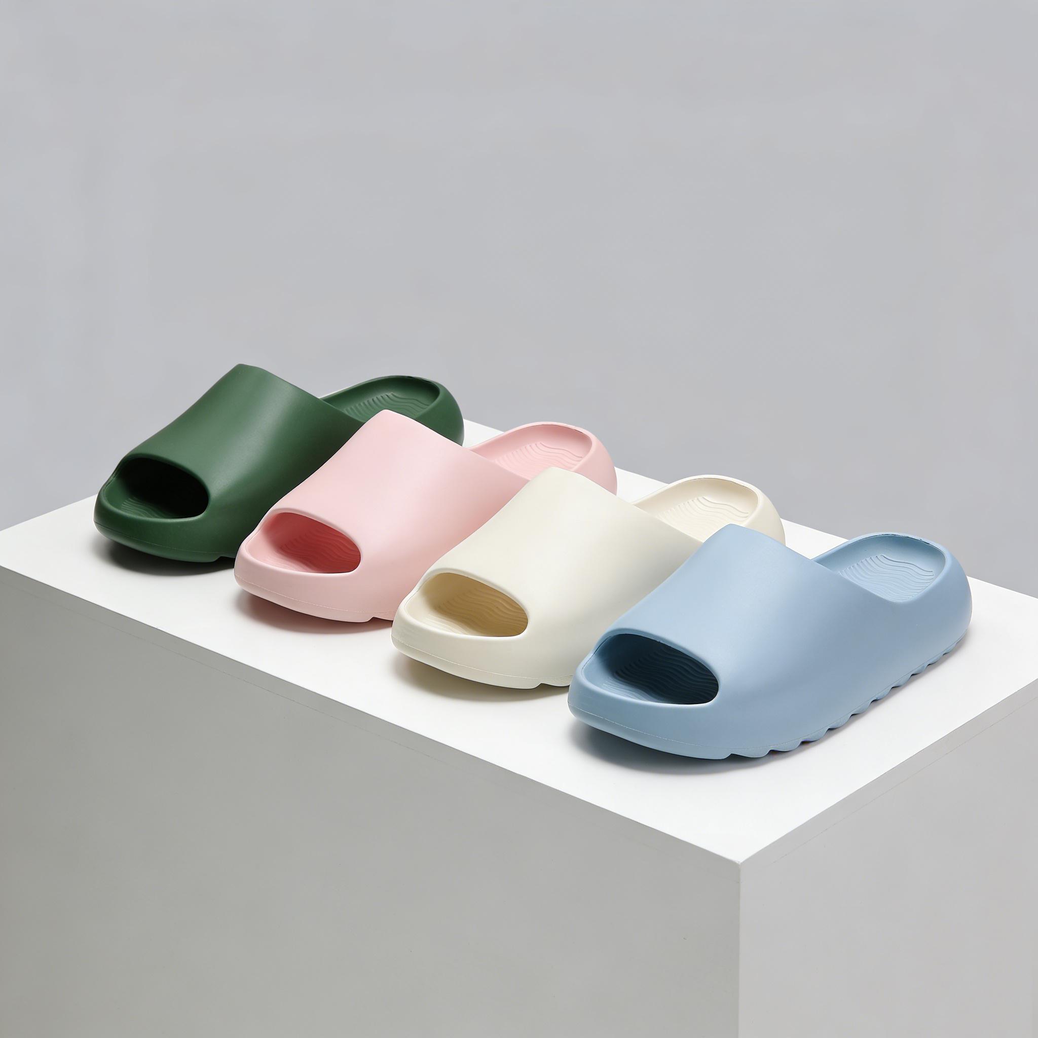 Lumubby Pillow Slippers for Women & Men Non-Slip Quick-Drying EVA Material Ultra Cushion 1.7-inch Thick Sole Breathable Anti-Slip Textured Style Shower Slides