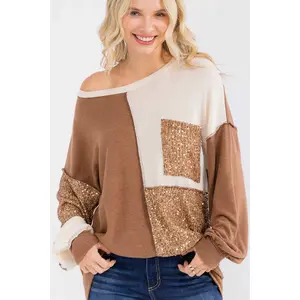 Mocha Glam Sequin Top