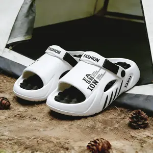 Men’s Outdoor EVA Cloud Slides – Thick Cushioned Foam Footbed, Non-Slip Anti-Odor Lightweight Sporty Breathable Slippers for Beach, Street & Everyday Wear Walking Shoes Footwear