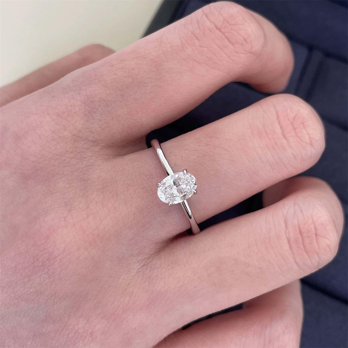 Delzzad 1ct Solitaire Oval Cut Ring Lab-Created Moissanite Engagement Ring S925 Sterling Silver Moissanite Jewelry Perfect Christmas Gift Delzzad 1ct Solitaire Oval Cut Ring Lab-Created Moissanite Engagement Ring S925 Sterling Silver Moissanite Jewelry Perfect Christmas Gift