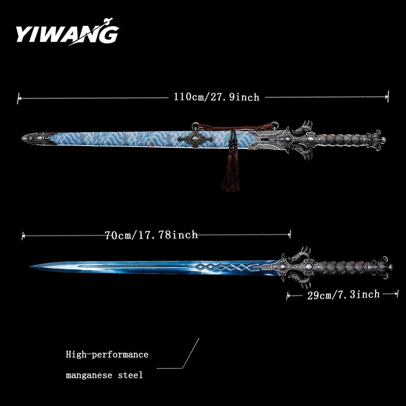Handmade Chinese Sword - Full Tang Dynasty - Heat-Treated Blade, Blue Dragon Handle - Authentic Ancient Chinese - Collector'S Display or Martial Arts Training - Luxury Sword Sheath - Historical Replica - Ideal Gift for Martial Arts &