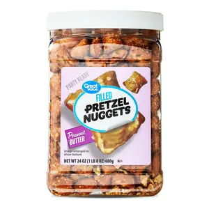 Great Value Peanut Butter Filled Pretzel, Resealable Container, 24 oz