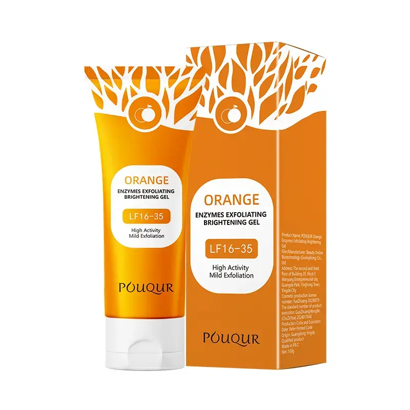 Orange Exfoliating Gel with Vitamin C, Brightening Facial Exfoliator and Body Scrub, Gentle Peeling Gel for Deep Cleansing & Dead Skin Removal, Body Exfoliant, Cleanser, Orange Exfoliating Gel Face Scrubs & Peels