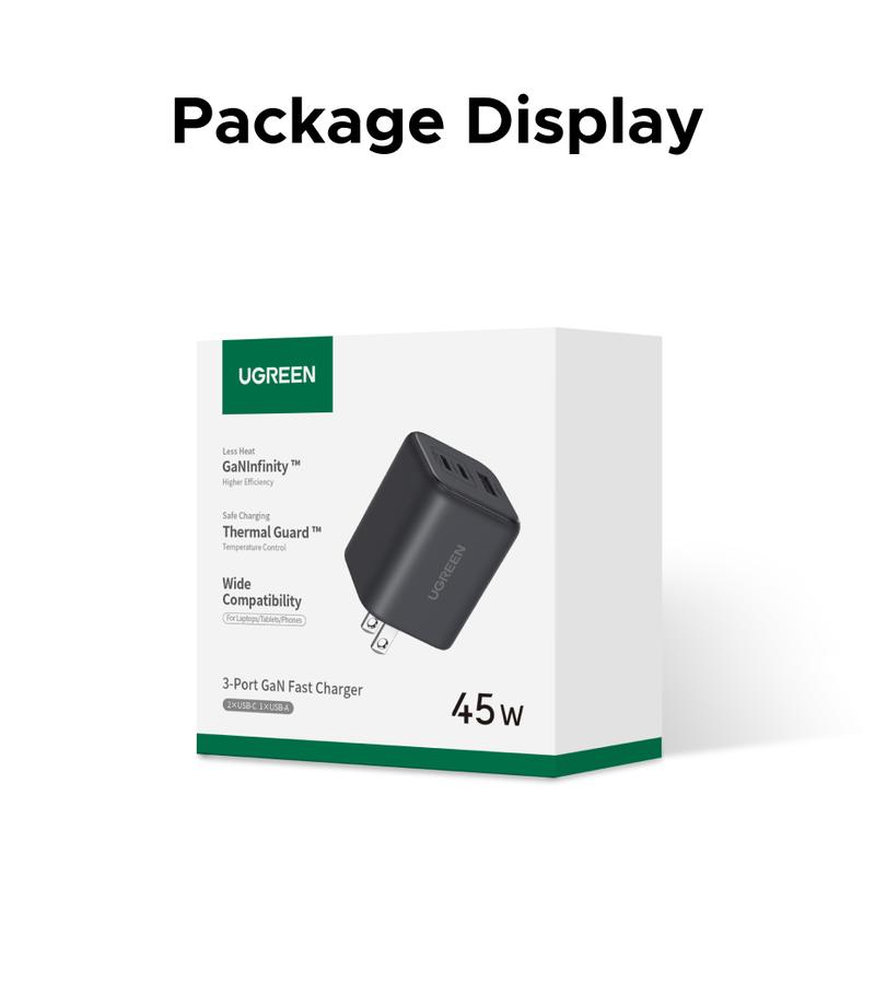 UGREEN 45W USB C Charger Block Nexode 3-Port GaN Fast Type C Charger Compact Foldable Power Adapter for MacBook Pro Air Dell XPS iPhone 17 16 15 iPad Pro Galaxy S25 September Restock，TikTokShopBlackFriday ,TikTokShopHolidayHaul