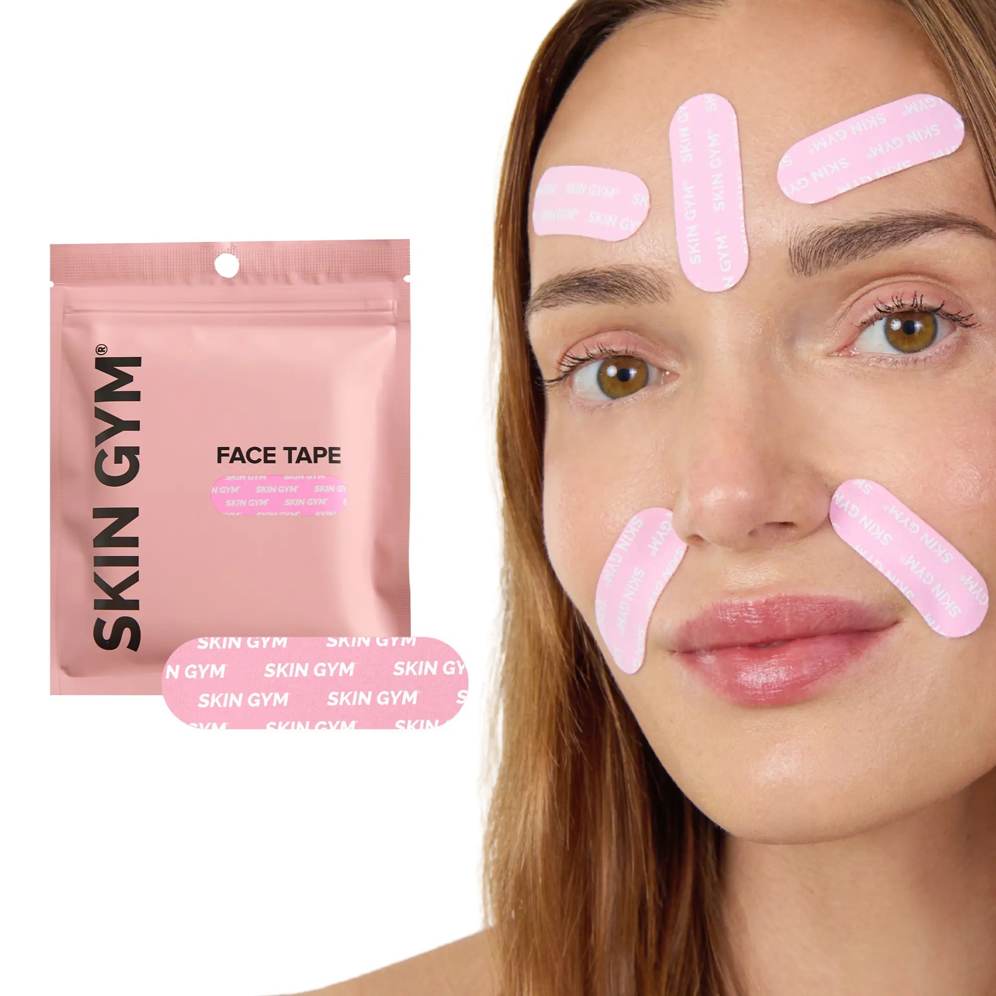 Skin Gym Face Lifting Tape (128-Pack Multi-Pack) - Facial Skincare Anti-Wrinkle Patch for Temporary Lift, Smoother Appearance, Comfortable At-Home Wear
