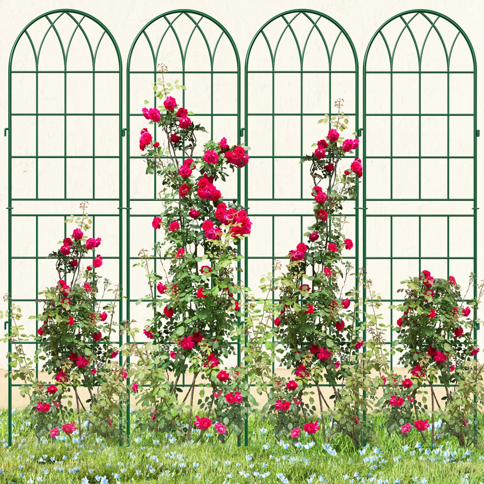 ABORON 4-Trellis Value Set, Heavy Duty Metal Climbing Plant Trellises - DIY Privacy Screen, Arbor, Garden Backdrop with Airflow + Sun Support for Flowers, Vegetables, Cucumbers, Easy-Installation Garden Decoration