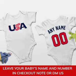 (100% Cotton) Personalized USA Team Baseball Onesie, Sport Onesie Toddler, Gift for Fan – Soft, Stylish & Perfect for Everyday Wear