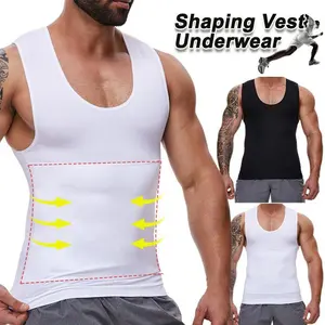 Men's Compression Shaper Vest, Tummy Control Chest Double layer Compression Vest Undershirt Tank Top, Hide Gynecomastia Shapewear Seamless