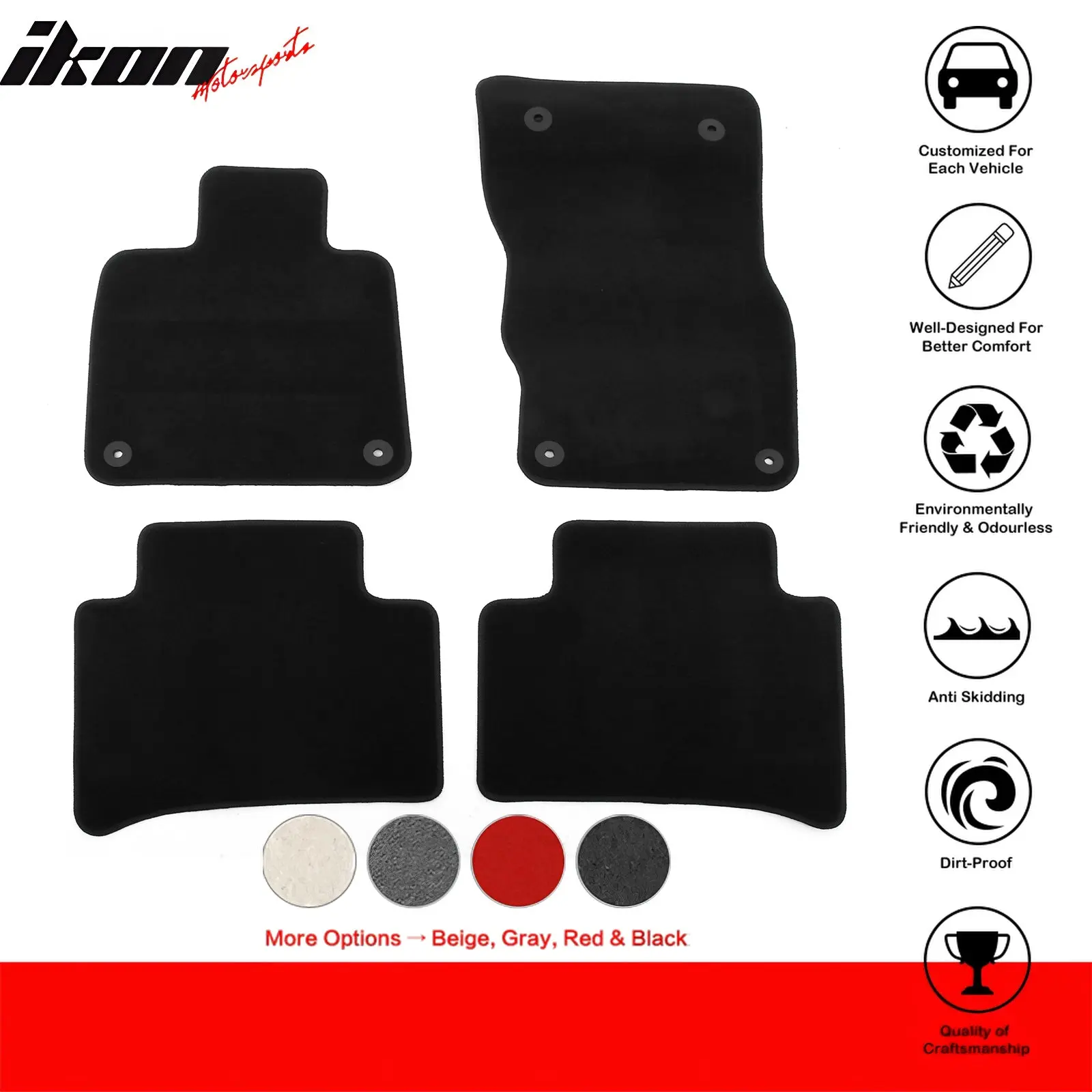 OE Style Black Floor Mats for Maserati Grecale 2023-2025 Carpets Nylon 4PC