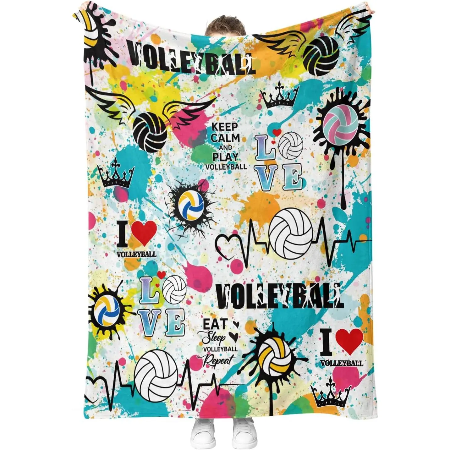 Soft Touch Volleyball Throw Blanket, 50"x60", Personalized Customized Sports Gift for Family (Grandparents, Dad, Husband, Son) for Christmas Occasions