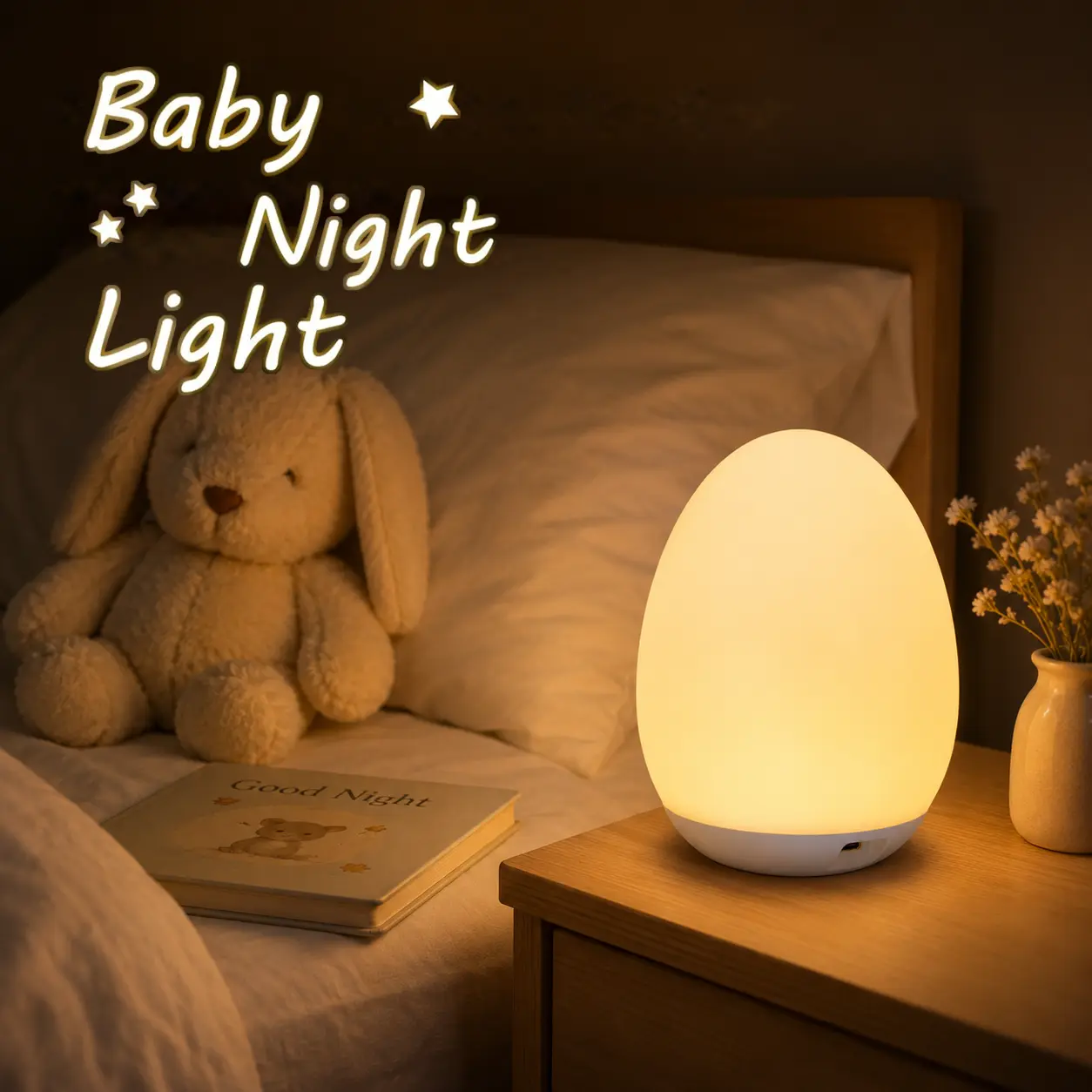 Kids RGB Egg Night Light - Rechargeable Touch Control Lamp, 7 RGB Colors | Portable for Baby | Halloween & Christmas Decor Gift | Summervibes Indoor Lighting | backtoschool