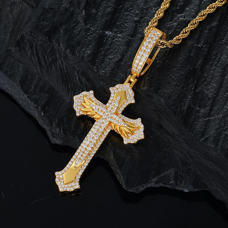 【##P681】Cross Pendant UCCIYO S925 Sterling Silver Synthetic Moissanite Pendant Necklace for Women Men Hip Hop Jewelry Gift Cross