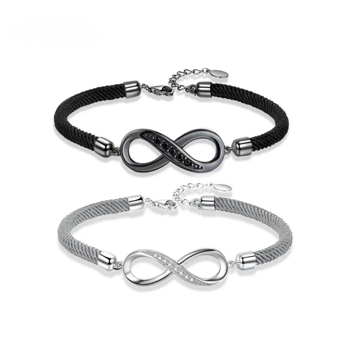 Couple Bracelet Set, Elegant High Quality Adjustable Jewelry Bracelet with Infinity Symbol Rope Design, Premium Copper Crafted with Zirconia Accents, S925 Extension Chain, Ideal Holiday Gift for Partners, Adjustable Bracelets