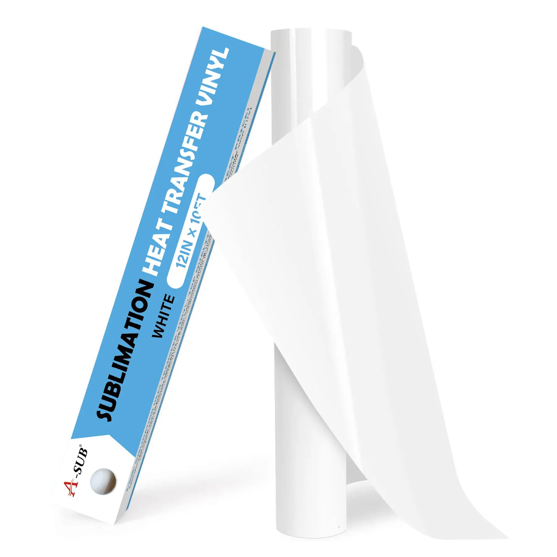 A-SUB Sublimation Vinyl for Light & Dark Cotton Shirts 12" x 10FT - Handcraft Durable & Washable White Vinyl for T-Shirts Tote Bags Pillows Aprons