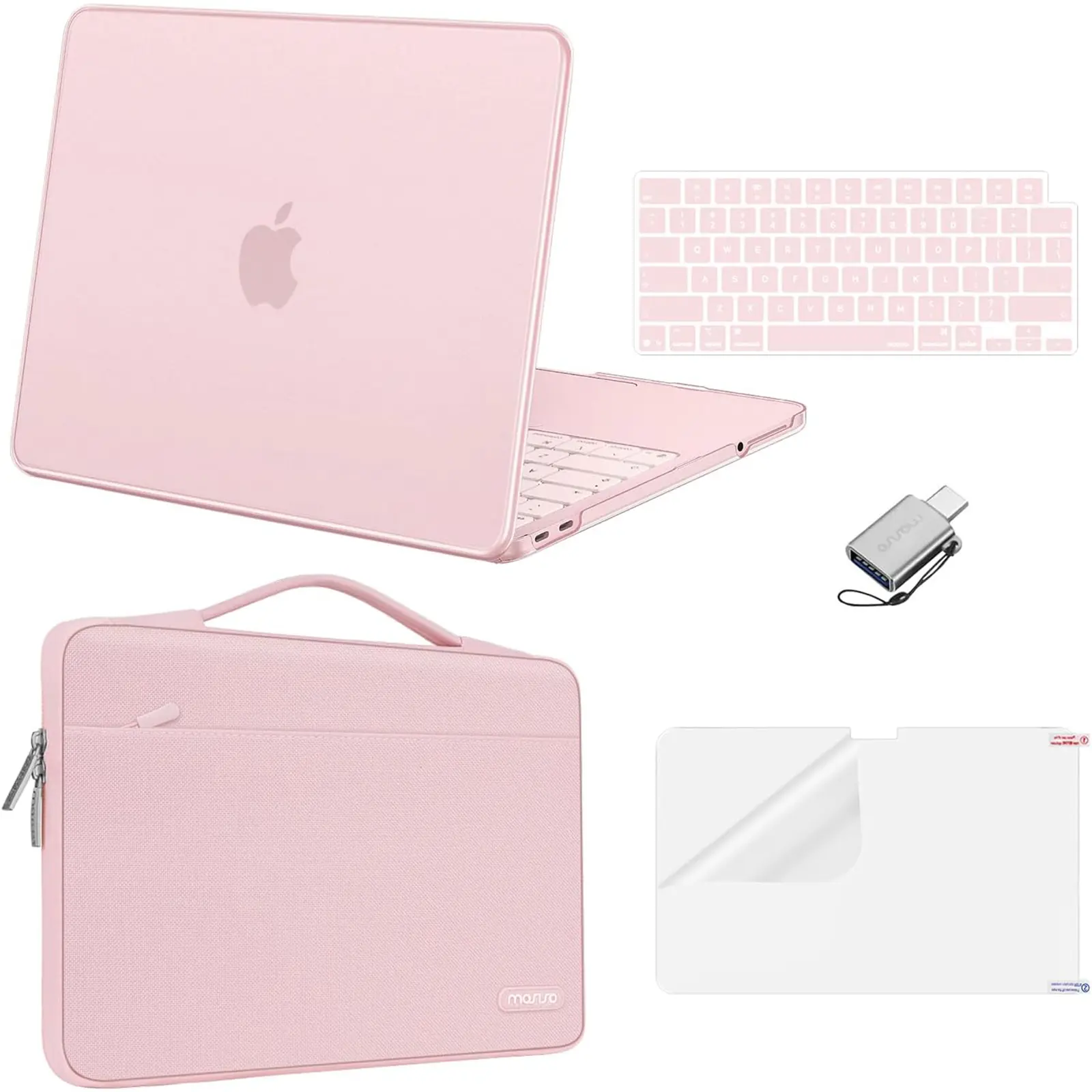 MOSISO Solid Hard Shell Case Kit Compatible with MacBook Neo 13 In 2026 A3404, Flexible Water Resistant Laptop Cover Kit with Sleeve Bag, Keyboard Protector, Screen Film & USB-C Accessory for Work, School