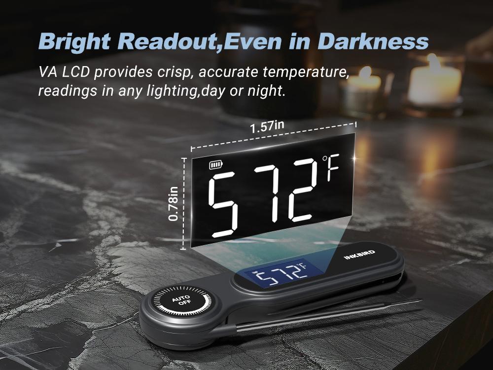 INKBIRD IHT-21K Portable nstant Read Washable Meat Thermometer, IP65 Waterproof, 0.5 Sec Fast Reading, Super Accurate Detection, Handy Food Thermometer for Indoor Outdoor Cooking, BBQ, Baking, Deep Frying, Home Brewing Kitchen