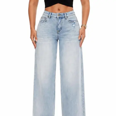 Jeans for Women High Waisted Stretch Denim Baggy Pants Summer Fall Winter Trends Comfortable Straight Wide Leg Distressed Trouser with Tummy Control Minimalist Basic Y2K Streetwear Fashion Outfits Womenswear Vintage 80s 90s Style Mom Gifts