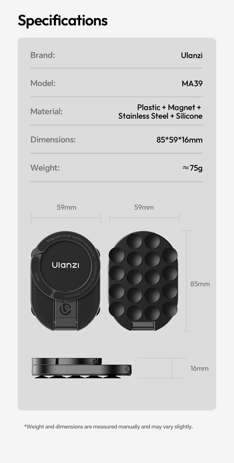 Ulanzi MA39 MagLock Magnetic Phone Mount, Desktop Stand with Suction Bottom for iPhone 17-16-15-14, Wall & Glass Use, Mobile Cellphone Smartphone Accessories, Metal Ring,back to school,back to school haul
