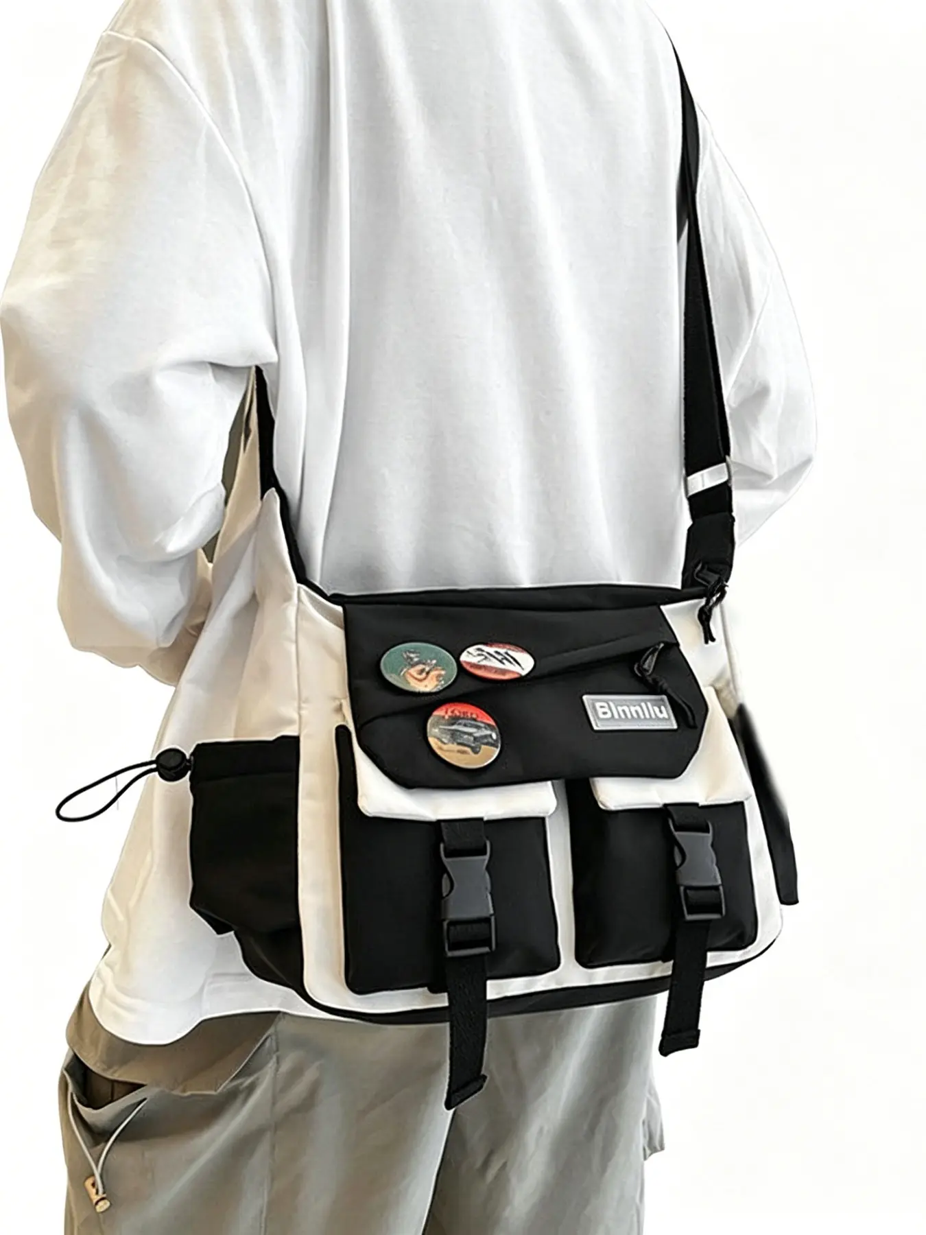 Unisex Nylon Adjustable Shoulder Strap Commuter Casual Crossbody Bags, Large Capacity Casual Colorblock Design, Ideal for Travel, Daily Use and Commuting